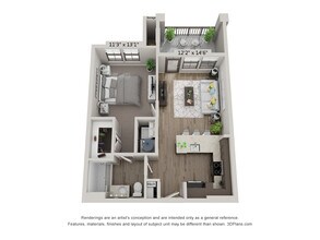 1 Bed • 1 Bath 6409 floor plan